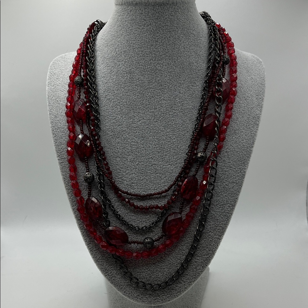 Vintage Red Layered Necklace